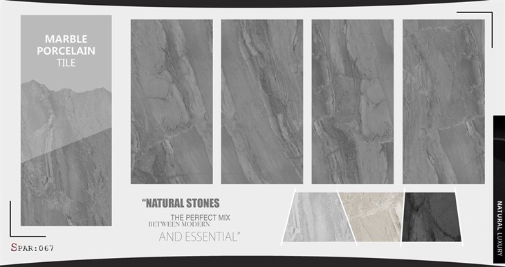 Dark Grey Marble Effect Porcelain Tiles