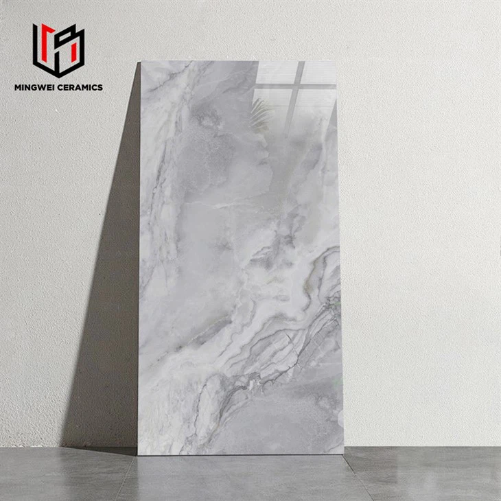 Jubin seramik berkilat kelabu tulen